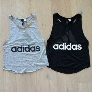 2/$30 Adidas Logo Running Tank Tops Grey and Black